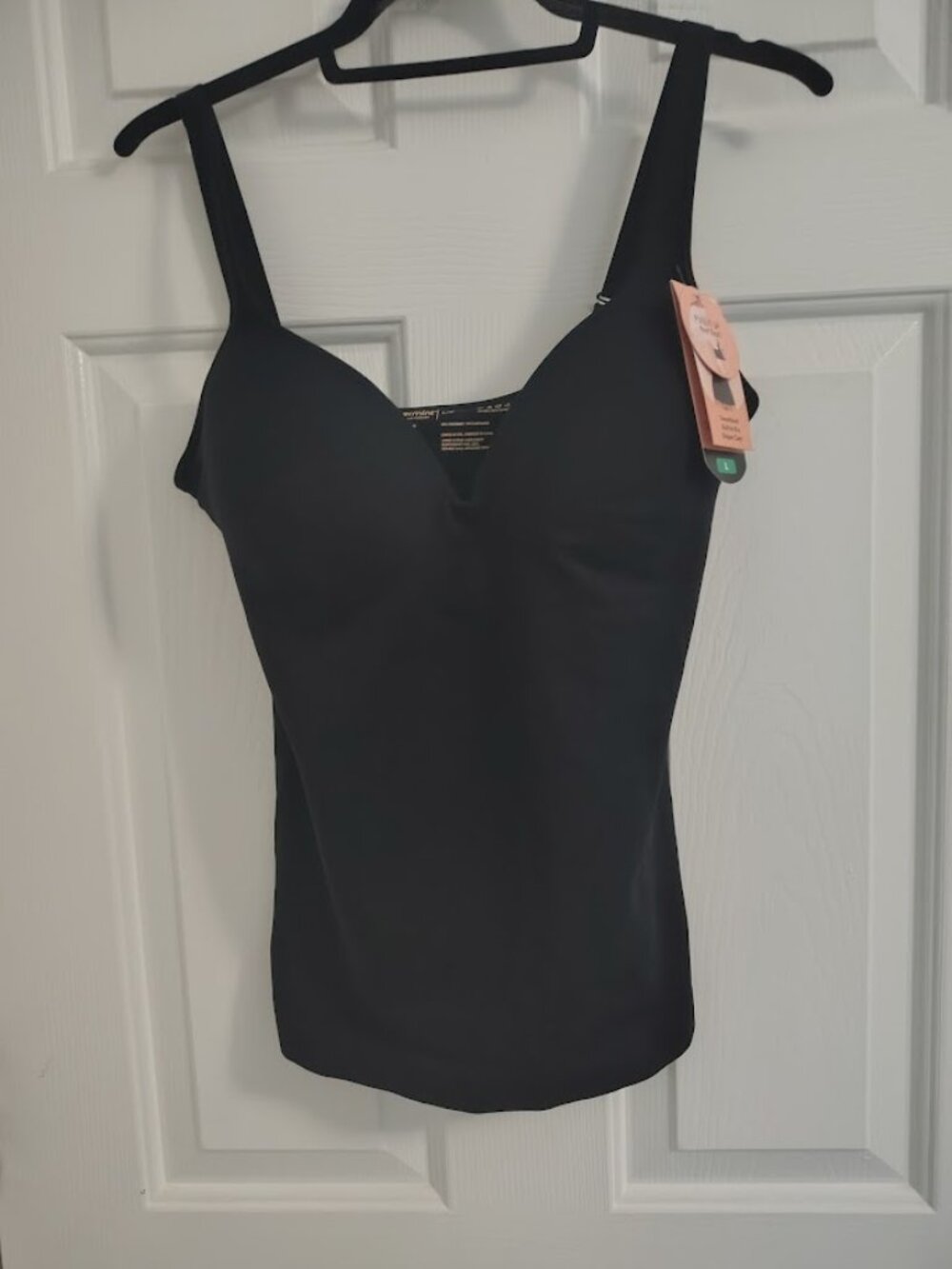 NWT Shapermint Essentials Black Shaper Cami L Built In Bra Tummy Control